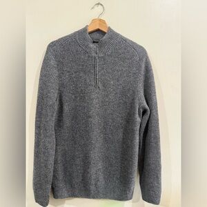 ALPACA 111 Men's Charcoal Zip-Neck Knit Sweater